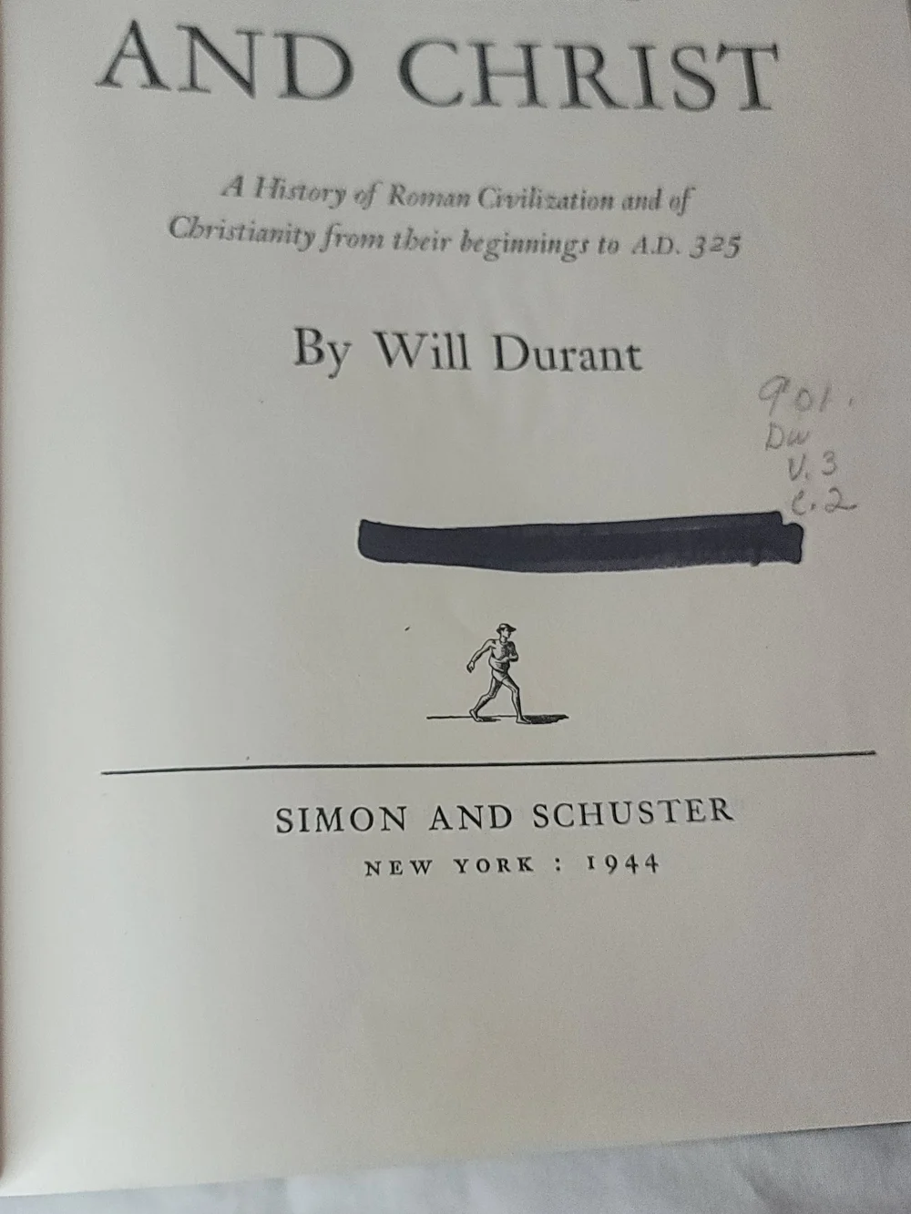 Will Durant Caesar and Christ Hardcover Book - Gray 1944